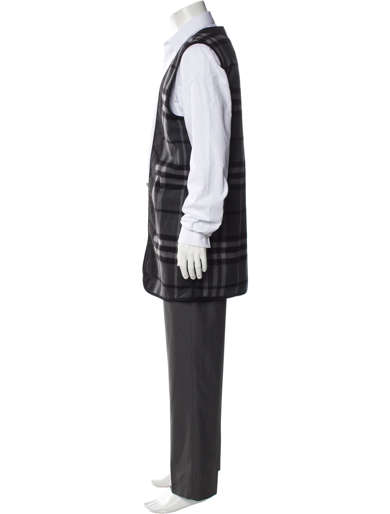 Burberry London Wool Plaid Print Vest