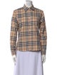 Burberry London Plaid Print Long Sleeve Button-Up Top