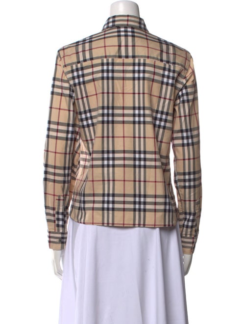 Burberry London Plaid Print Long Sleeve Button-Up Top