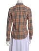 Burberry London Plaid Print Long Sleeve Button-Up Top
