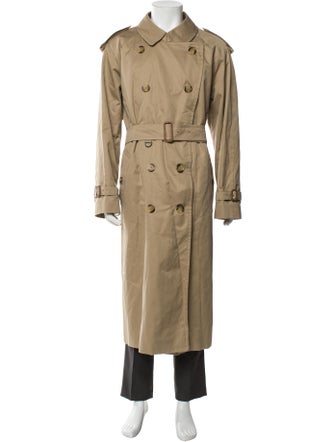 Burberry London House Check Pattern Wool Trench Coat