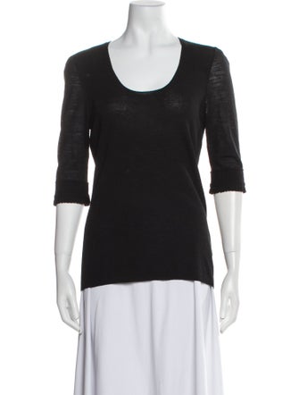 Burberry London Wool Scoop Neck T-Shirt