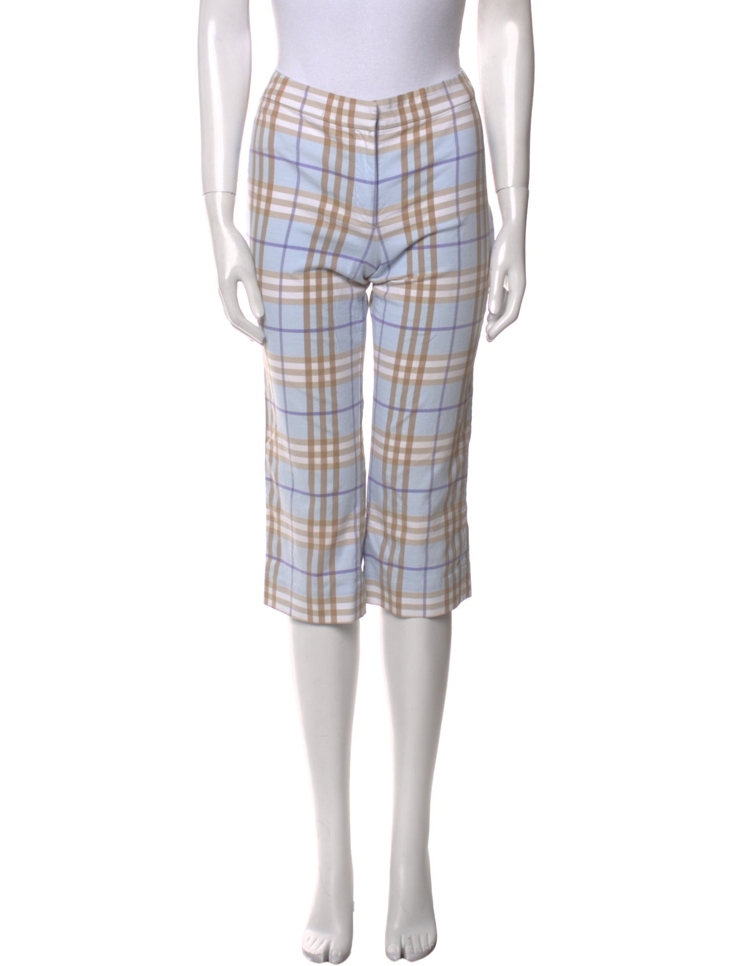 Burberry London Plaid Print Straight Leg Pants