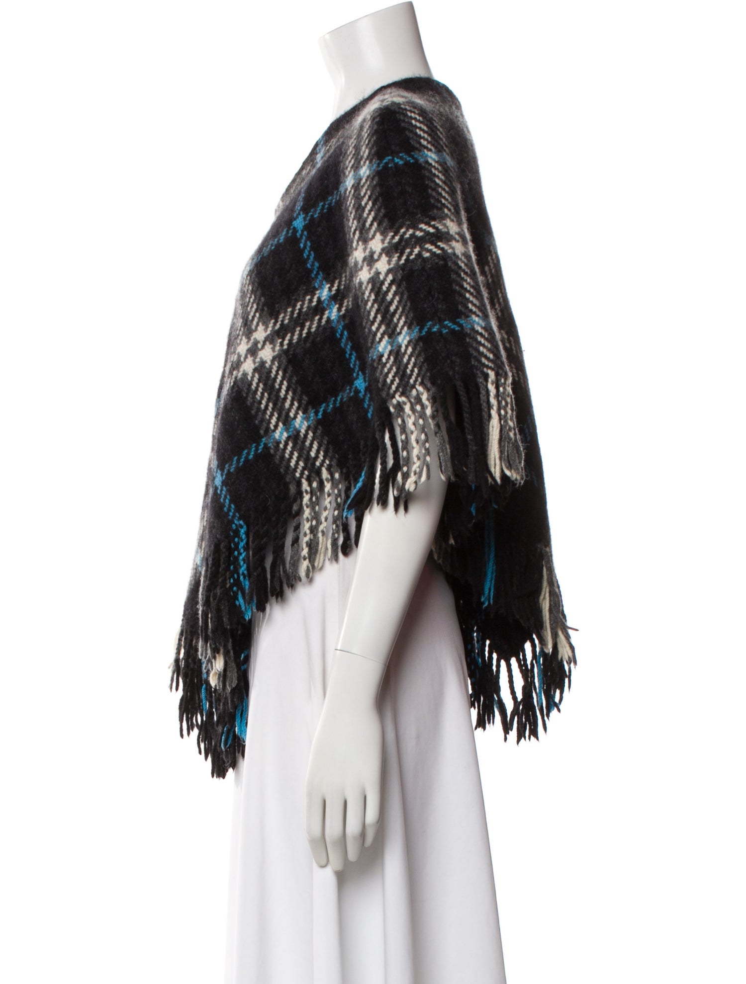 Burberry London Cashmere Plaid Print Poncho