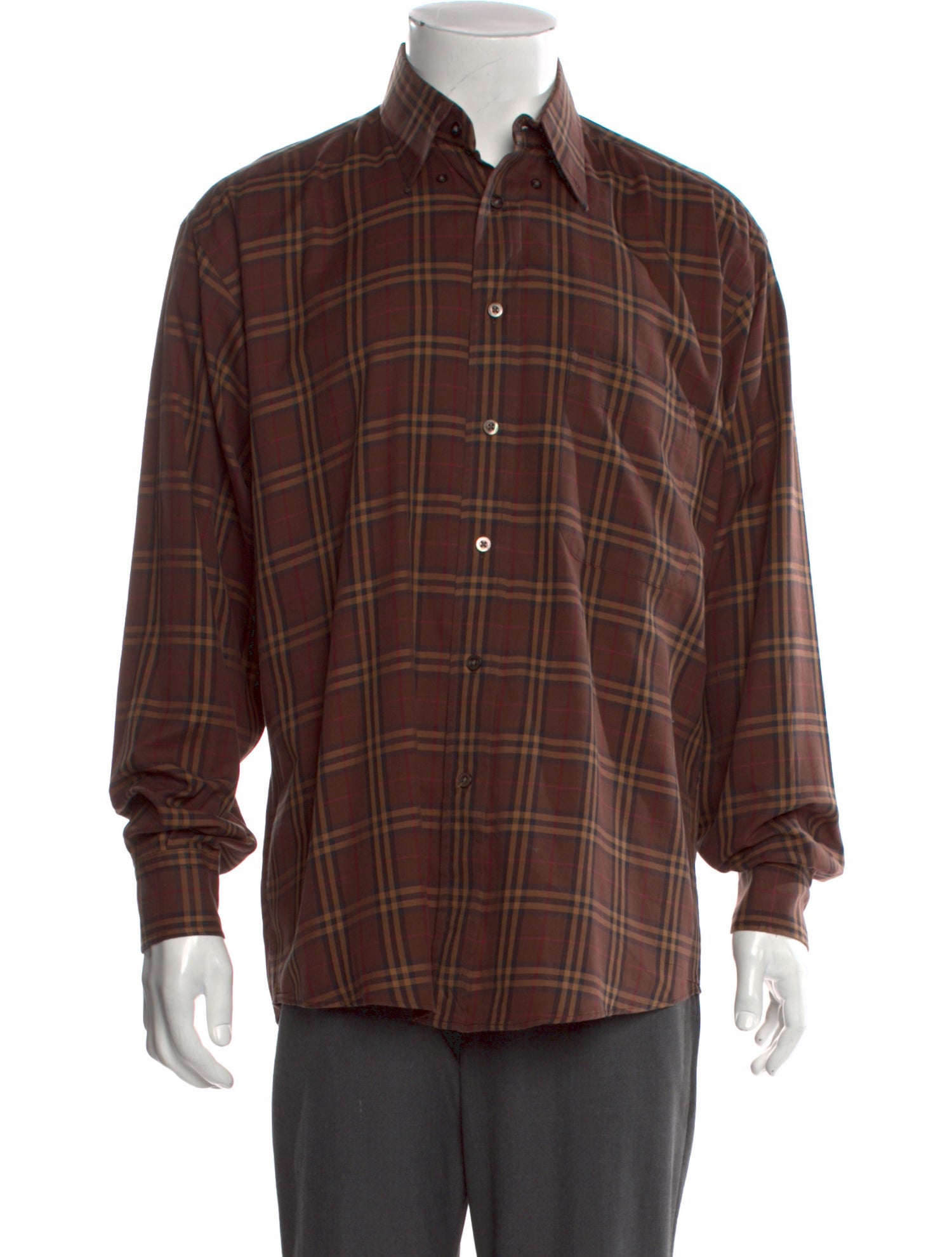 Burberry London Vintage Check Plaid Print Dress Shirt
