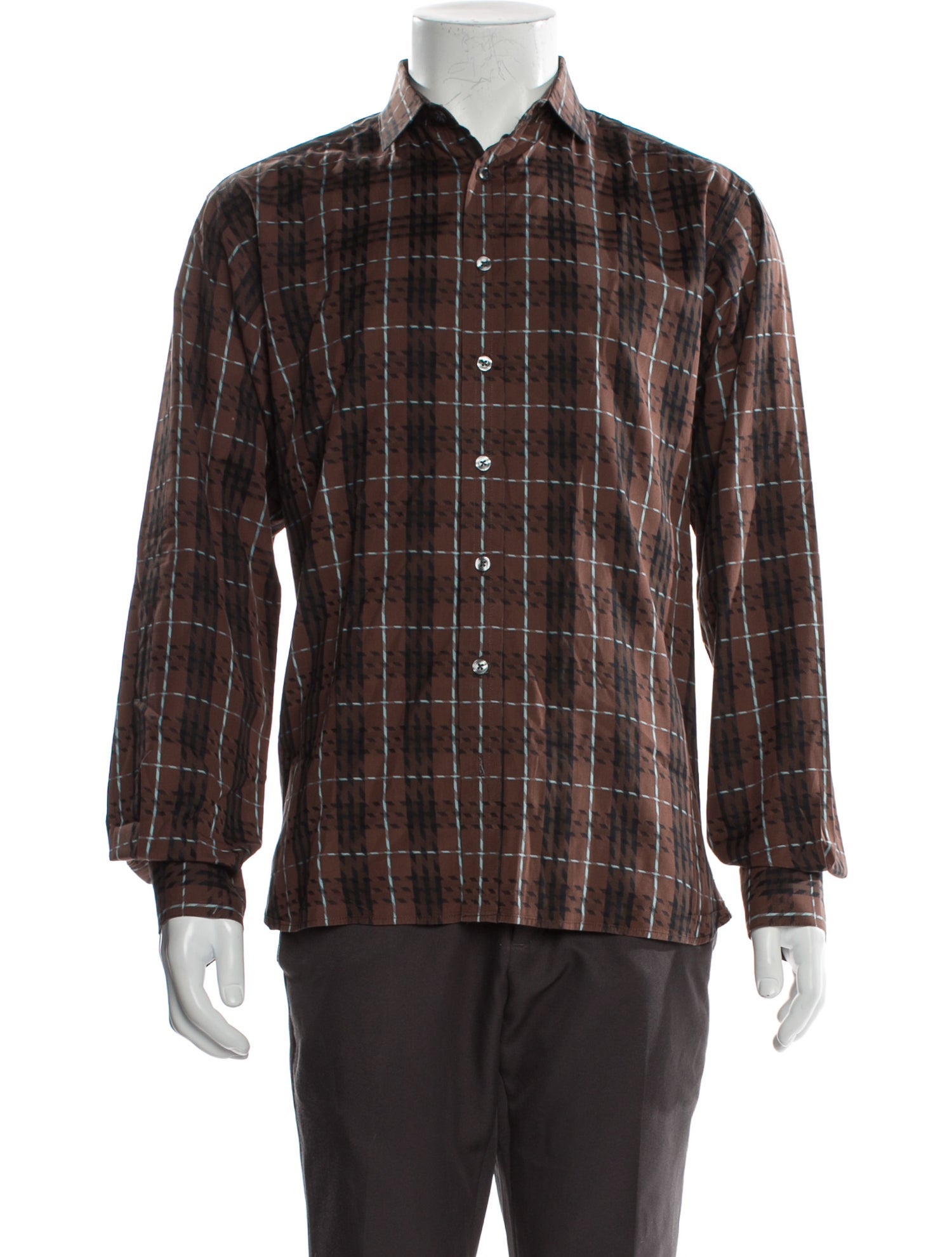 Burberry London Plaid Print Long Sleeve Shirt
