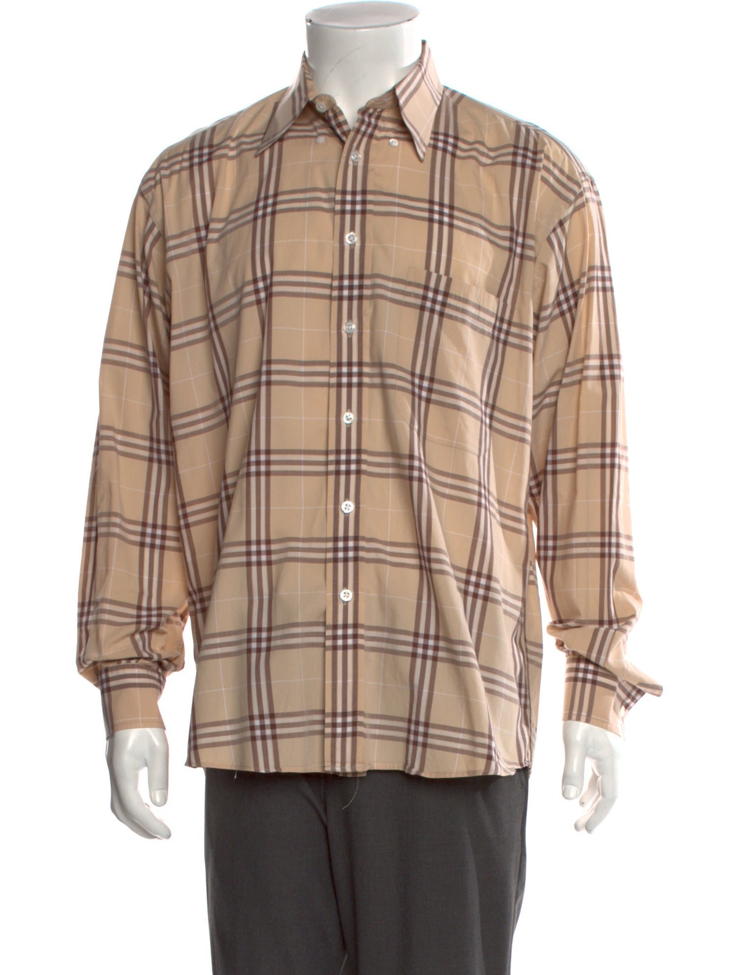 Burberry London Plaid Print Long Sleeve Dress Shirt