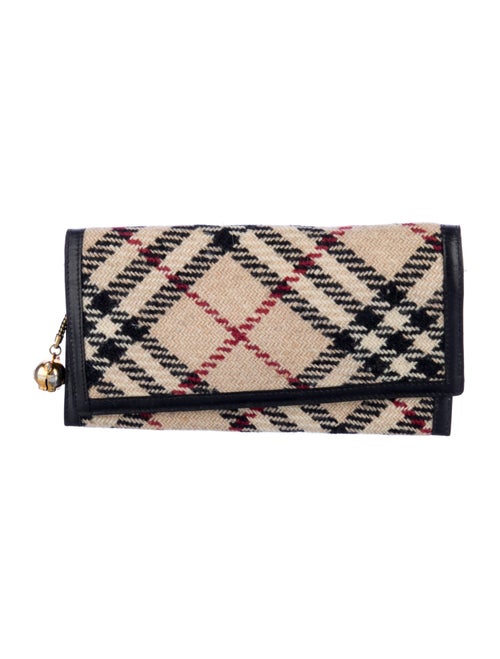 Burberry London Nova Check Pattern Wool Continental Wallet