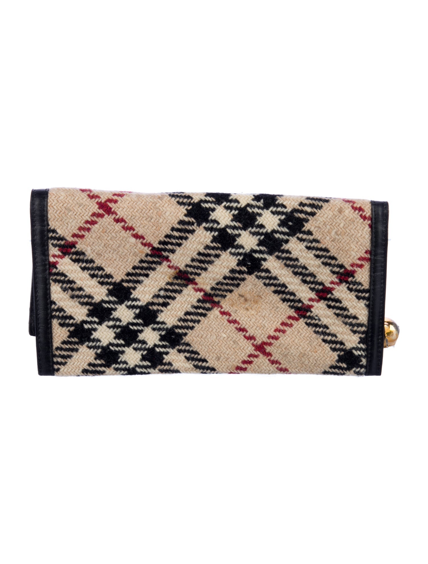 Burberry London Nova Check Pattern Wool Continental Wallet