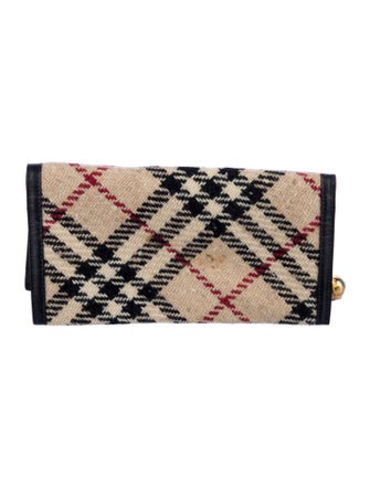 Burberry London Nova Check Pattern Wool Continental Wallet