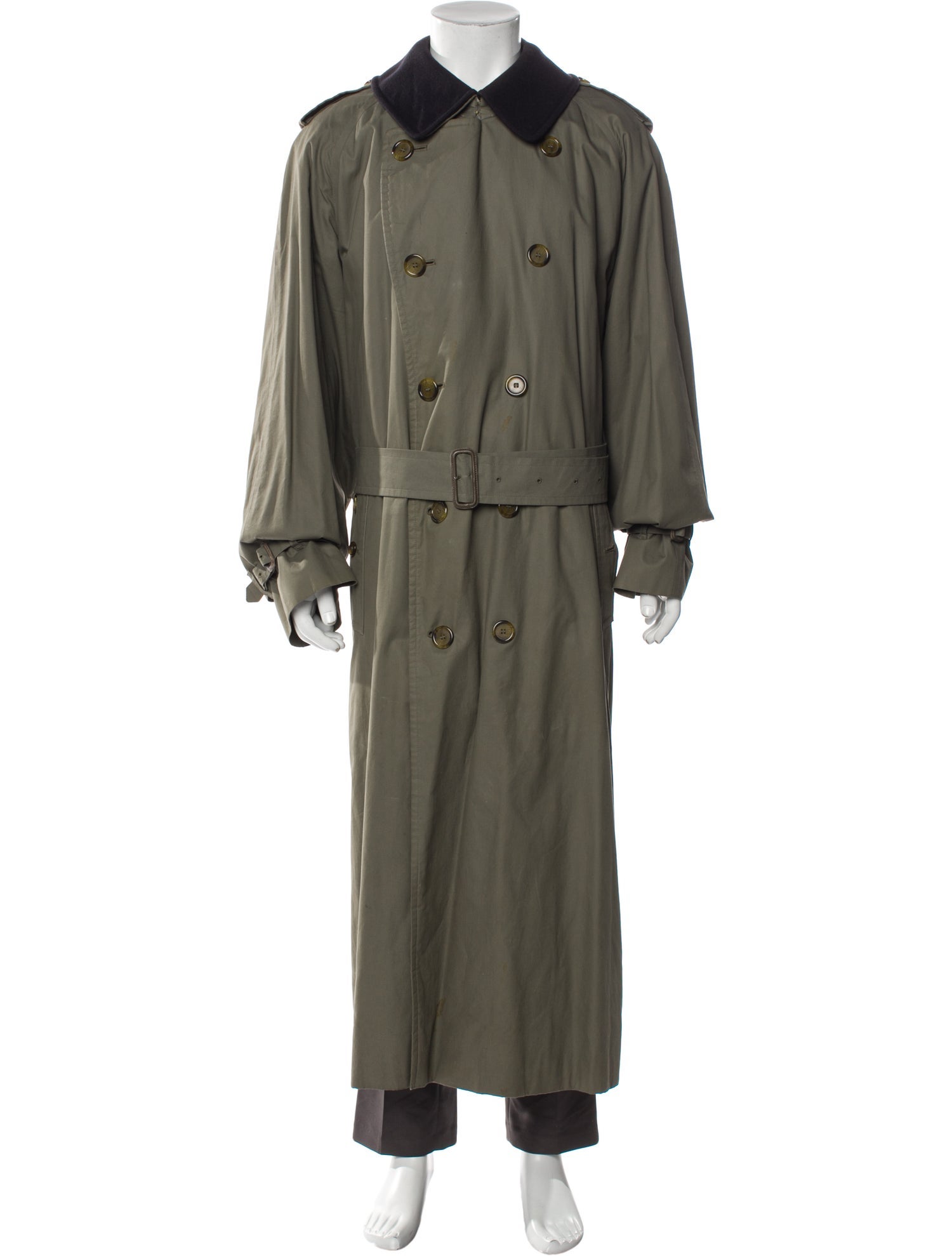 Burberry London Nova Check Pattern Wool Trench Coat