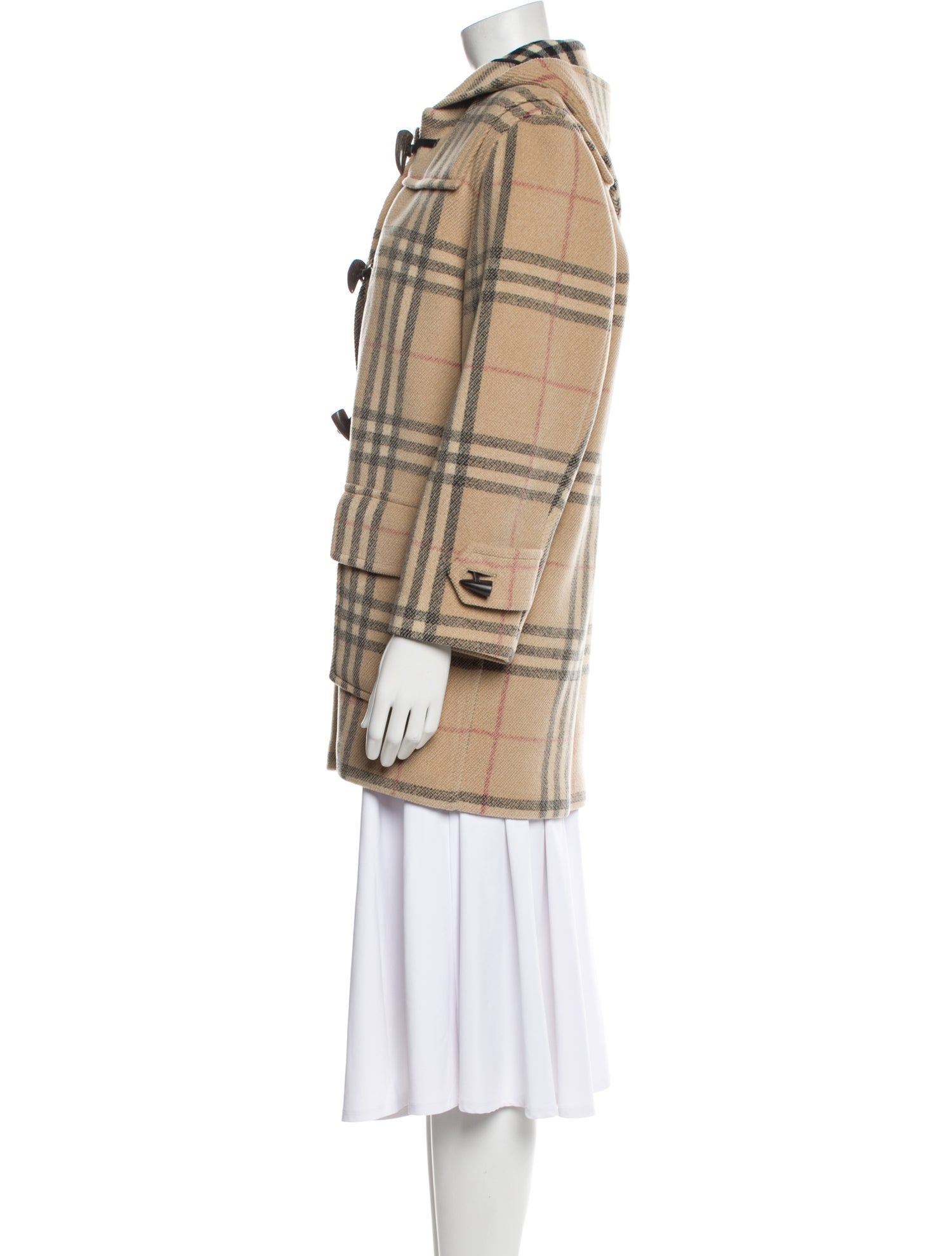 Burberry London Wool Plaid Print Coat