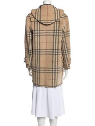 Burberry London Wool Plaid Print Coat