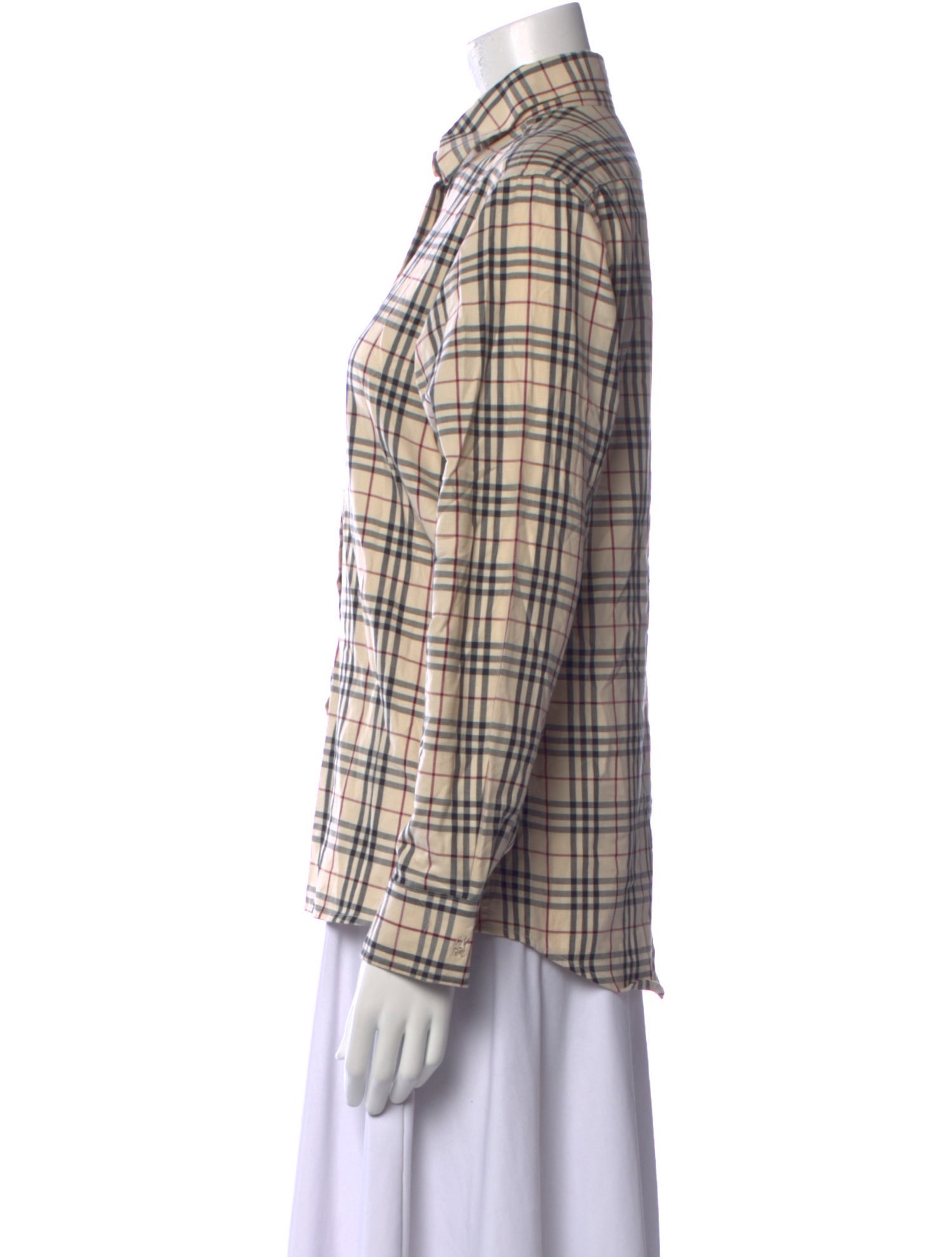 Burberry London Vintage Plaid Print Button-Up Top