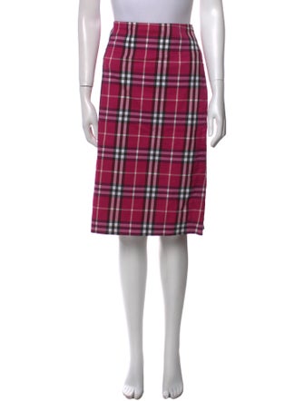 Burberry London Plaid Print Knee-Length Skirt