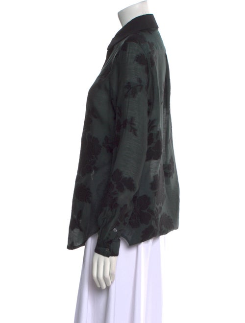 Burberry London Floral Print Long Sleeve Button-Up Top