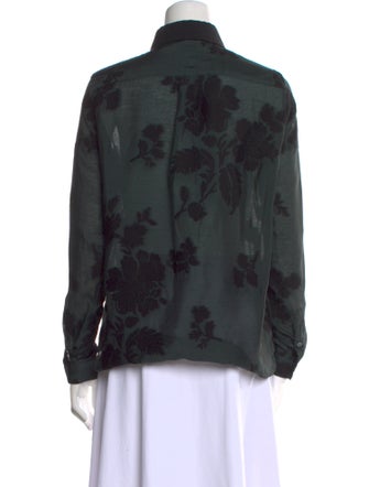 Burberry London Floral Print Long Sleeve Button-Up Top