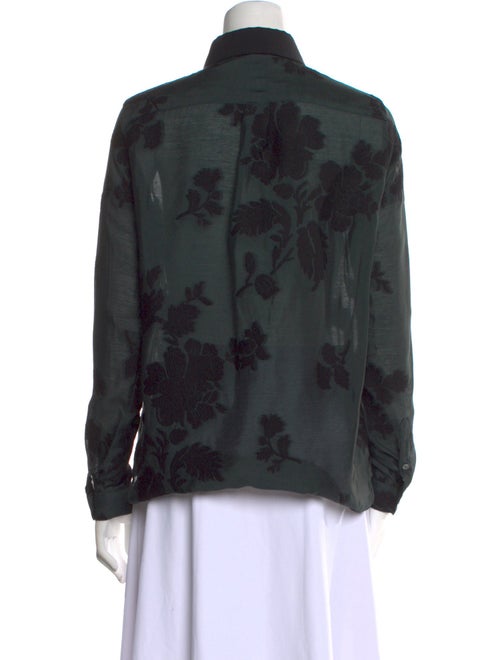 Burberry London Floral Print Long Sleeve Button-Up Top