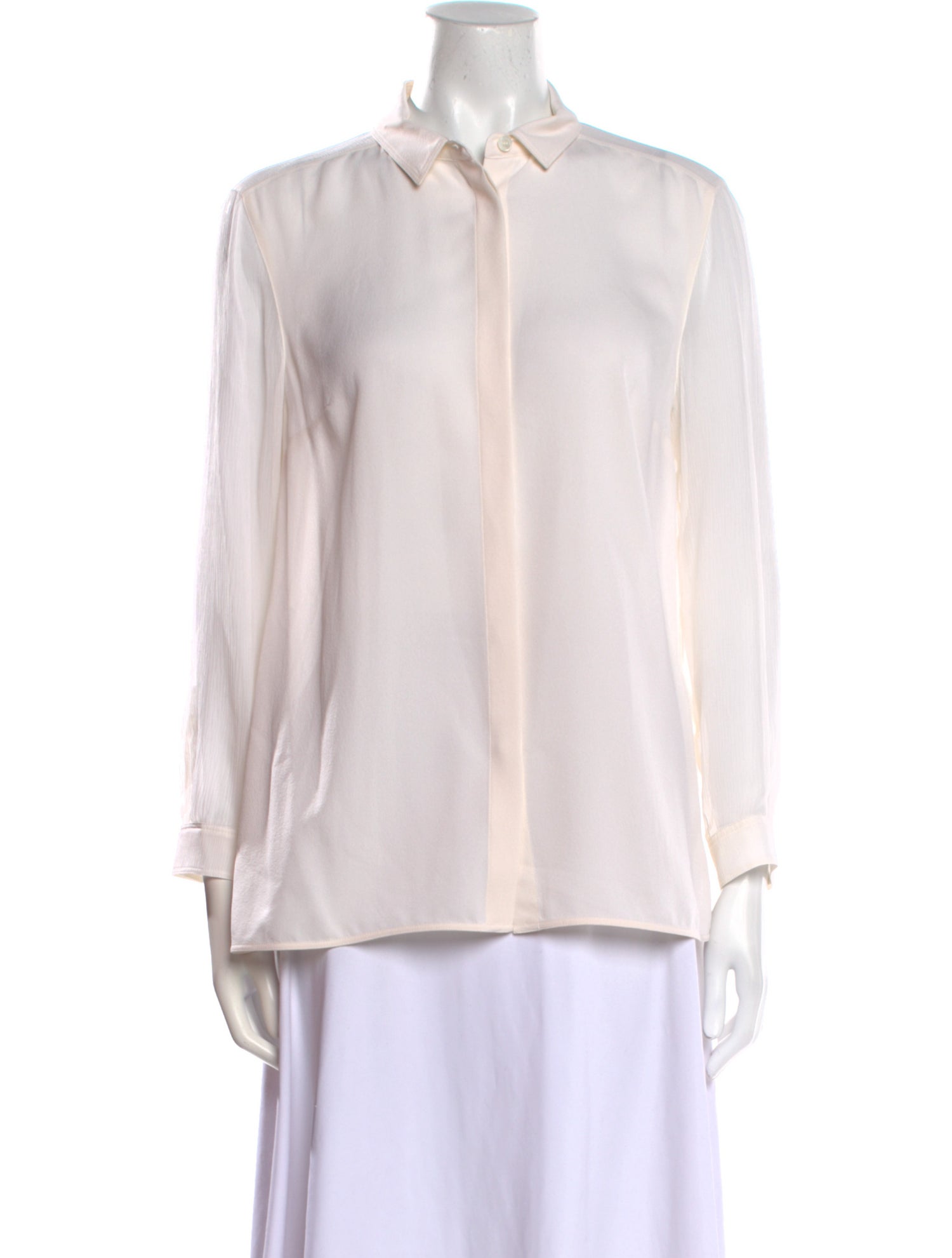 Burberry London Silk Long Sleeve Button-Up Top