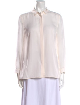 Burberry London Silk Long Sleeve Button-Up Top