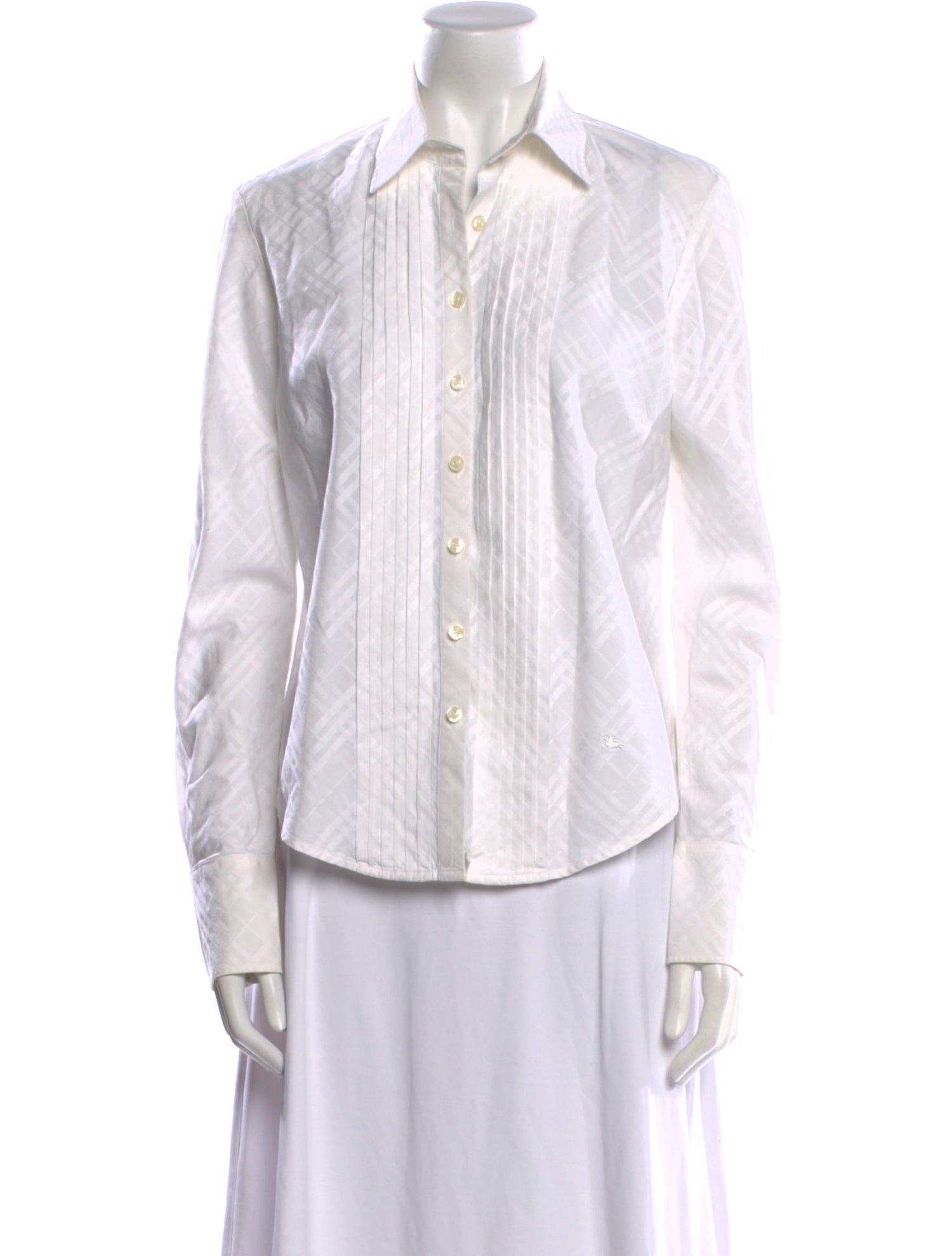 Burberry London Striped Long Sleeve Button-Up Top