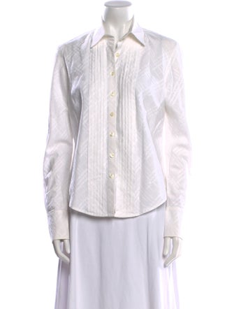 Burberry London Striped Long Sleeve Button-Up Top