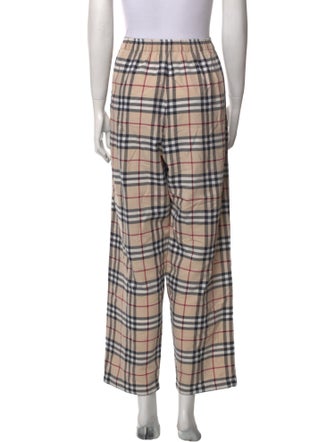 Burberry London Plaid Print Wide Leg Pants