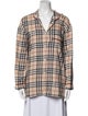 Burberry London Plaid Print Long Sleeve Button-Up Top