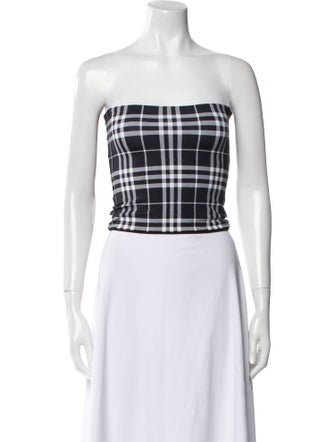 Burberry London Nylon Plaid Print Crop Top