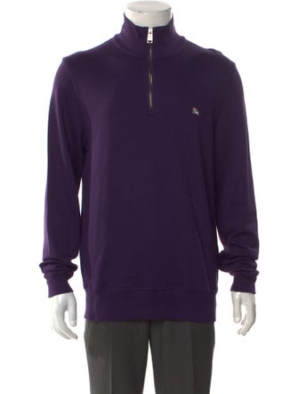 Burberry London Nova Check Pattern Mock Neck Sweatshirt