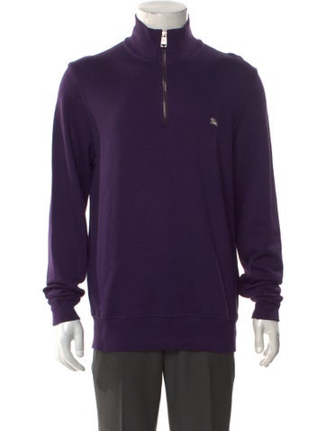 Burberry London Sweatshirts & Hoodies Nova Check Pattern Mock Neck Sweatshirt M