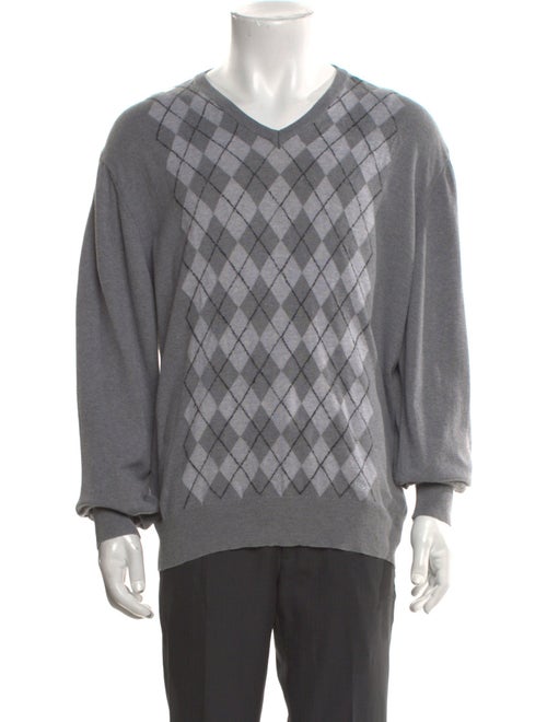 Burberry London Plaid Print V-Neck Pullover