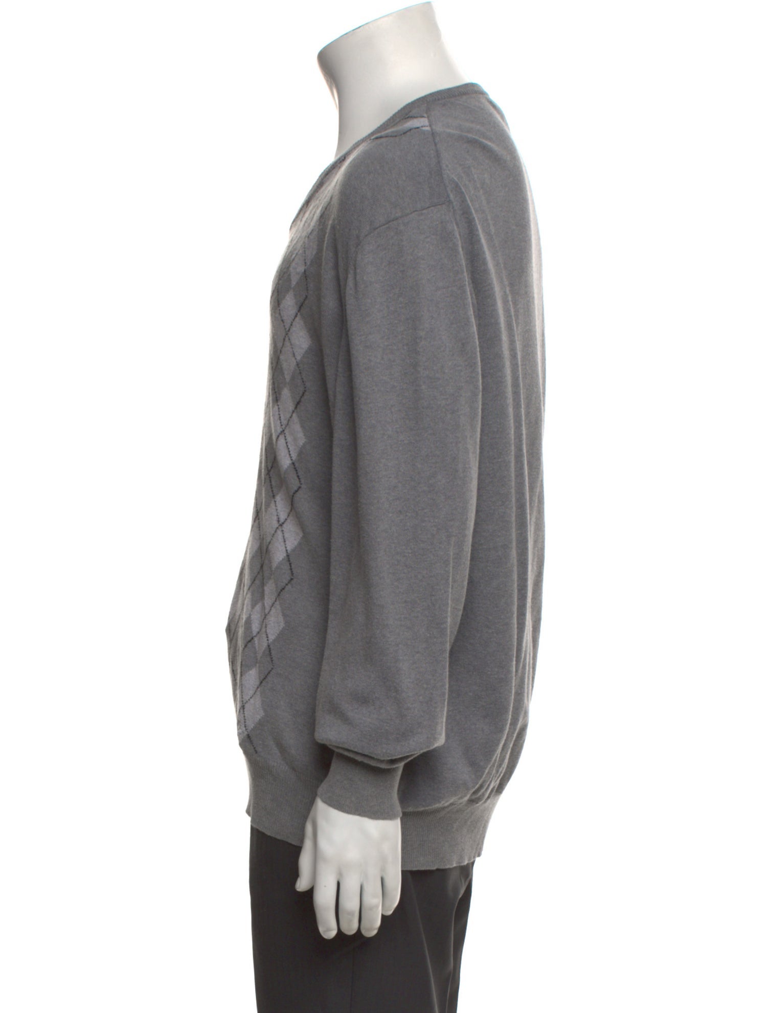 Burberry London Plaid Print V-Neck Pullover