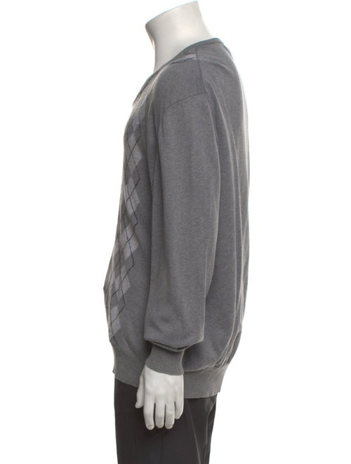 Burberry London Plaid Print V-Neck Pullover