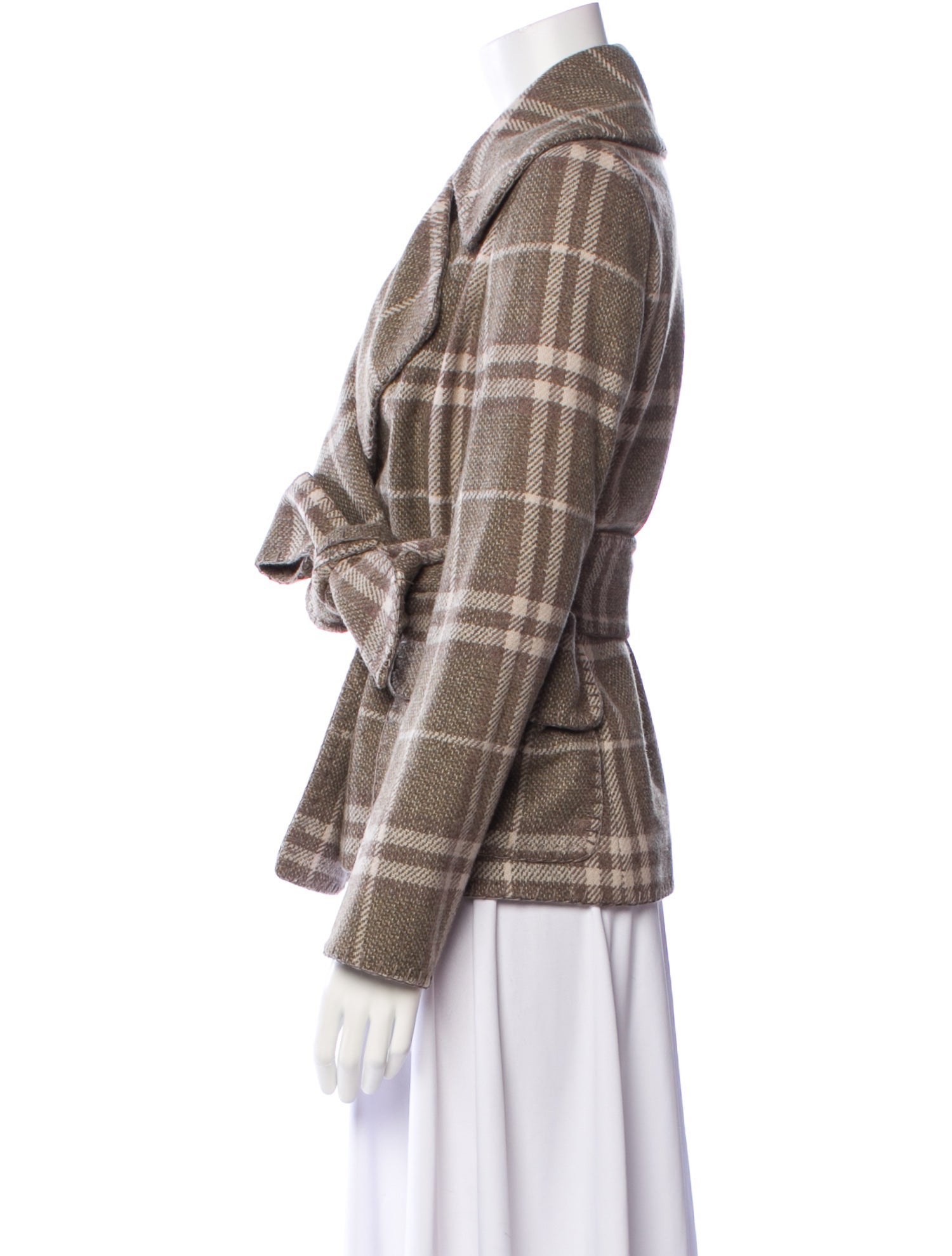 Burberry London Lambswool Plaid Print Blazer