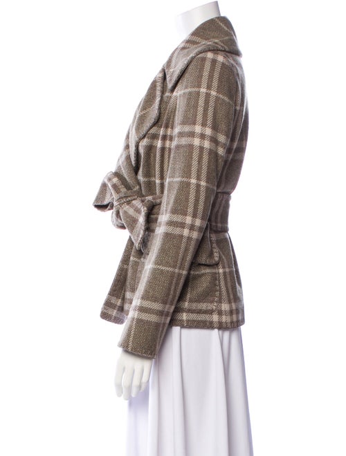 Burberry London Lambswool Plaid Print Blazer