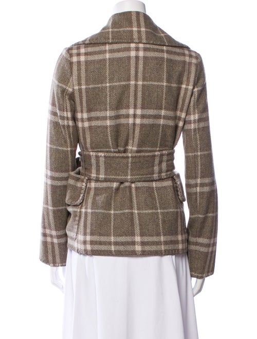 Burberry London Lambswool Plaid Print Blazer