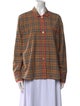 Burberry Plaid Print Long Sleeve Button-Up Top