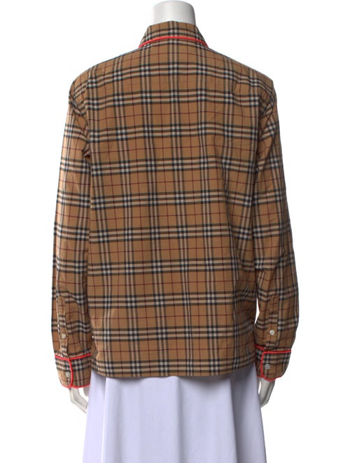 Burberry Plaid Print Long Sleeve Button-Up Top