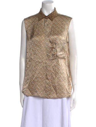 Burberry Silk Printed Button-Up Top
