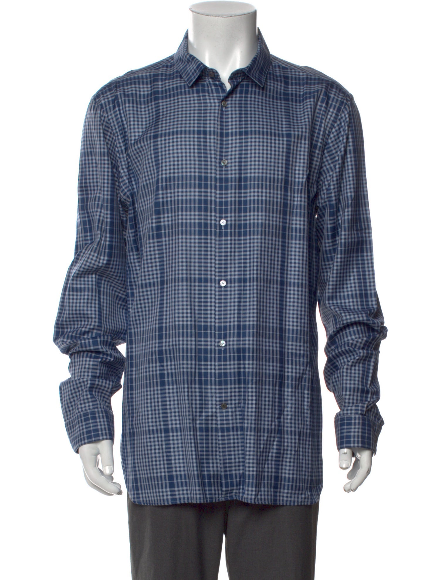 Burberry London Plaid Print Long Sleeve Dress Shirt