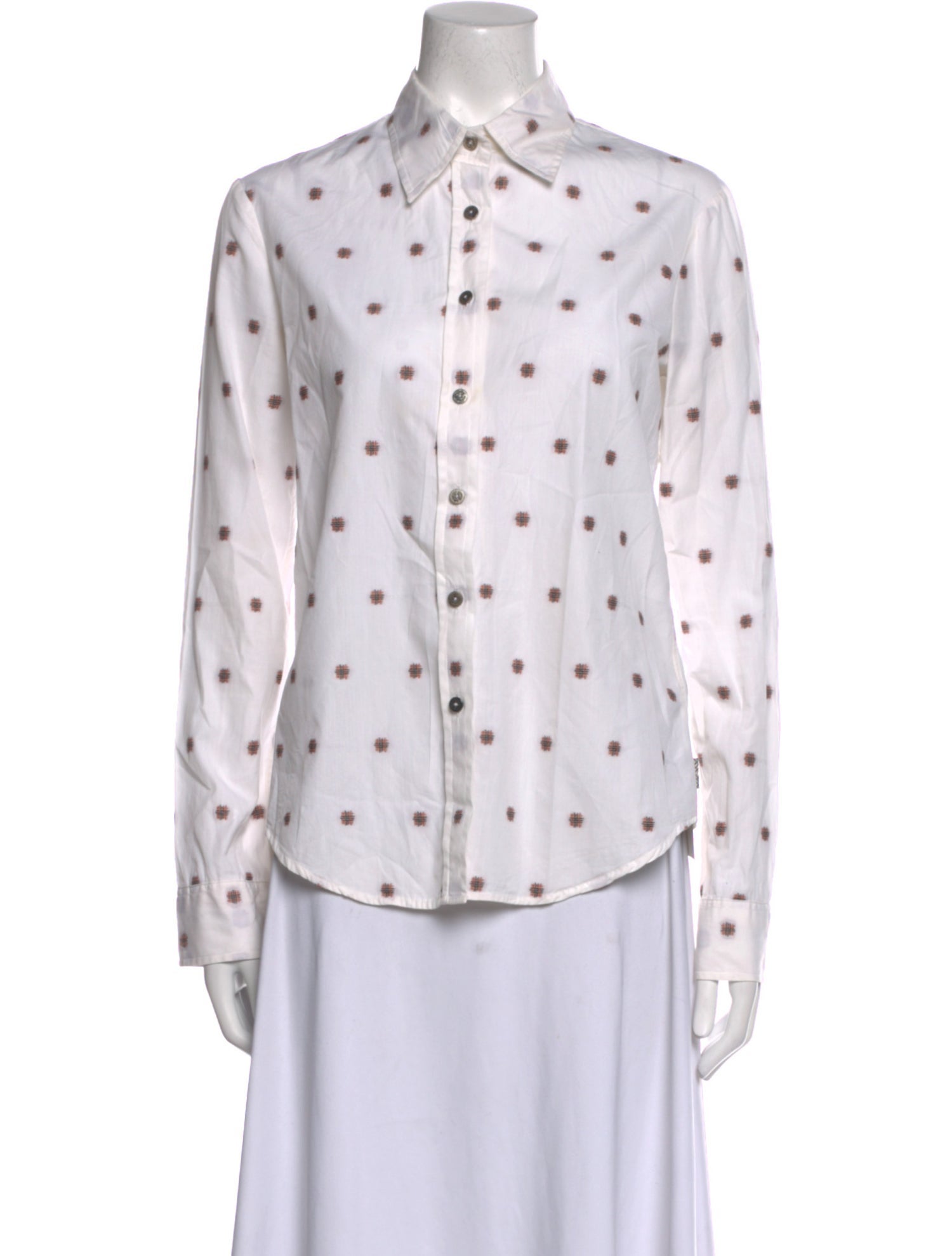 Burberry London Printed Long Sleeve Button-Up Top