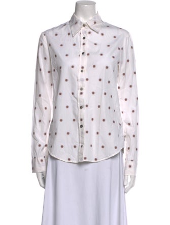 Burberry London Printed Long Sleeve Button-Up Top