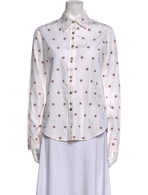 Burberry London Printed Long Sleeve Button-Up Top