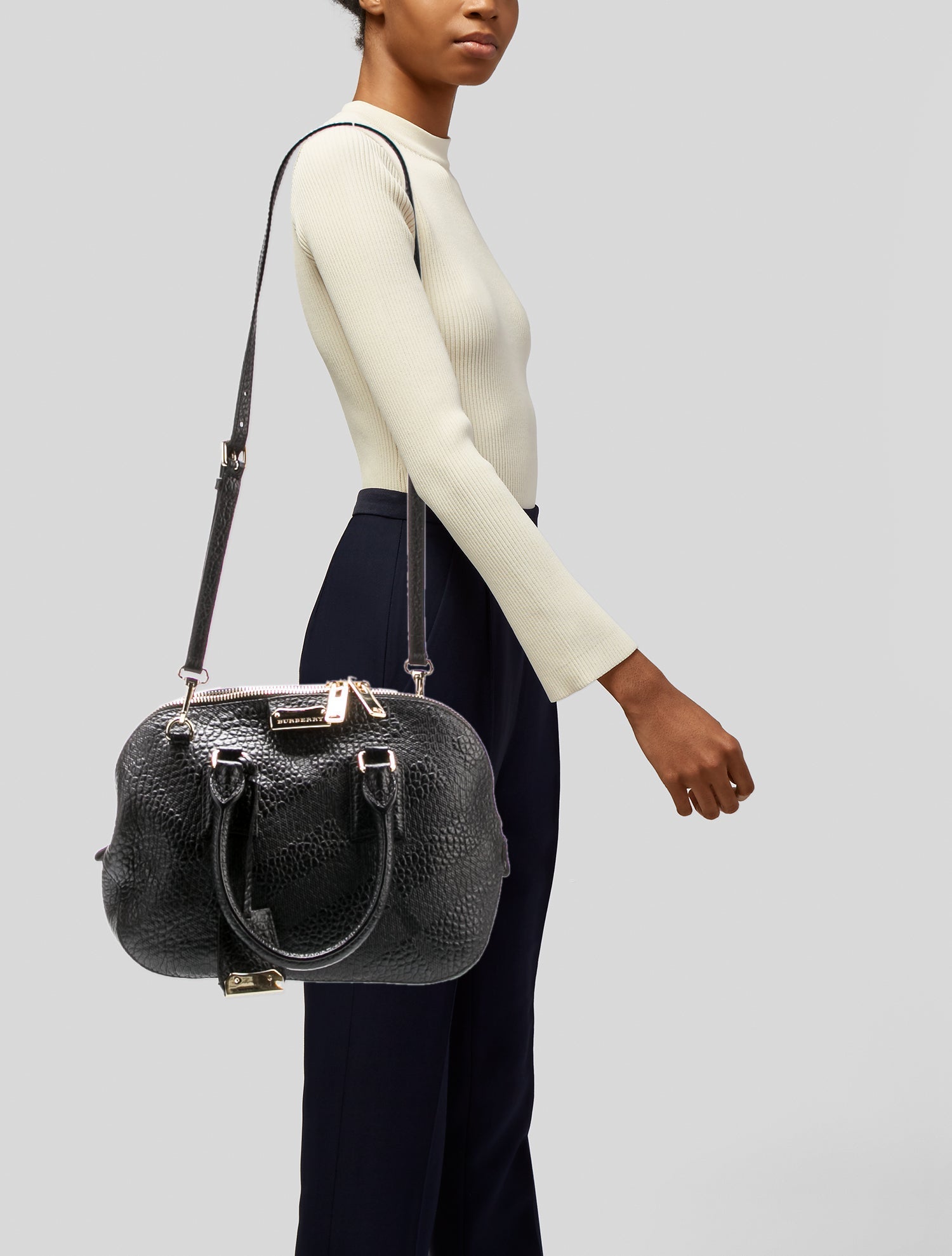 Burberry London Leather Top Handle Bag