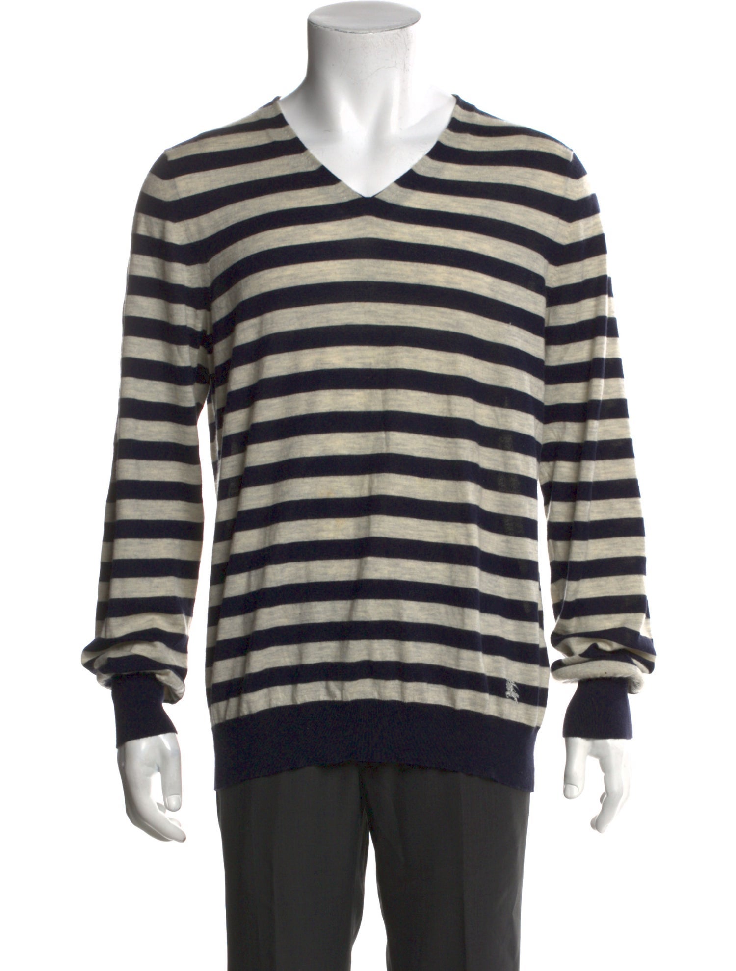 Burberry London Striped V-Neck Pullover