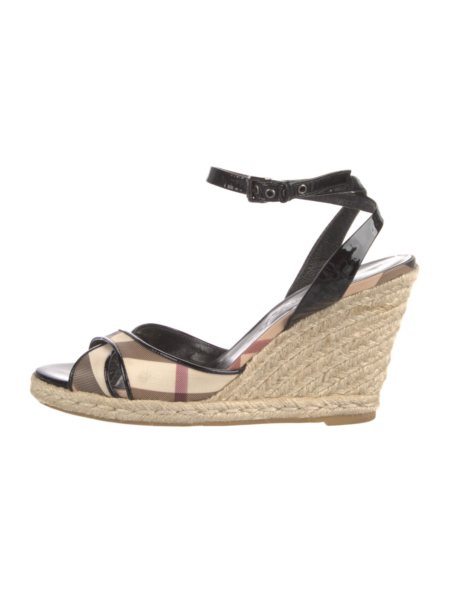 Burberry London House Check Pattern Patent Leather Espadrilles