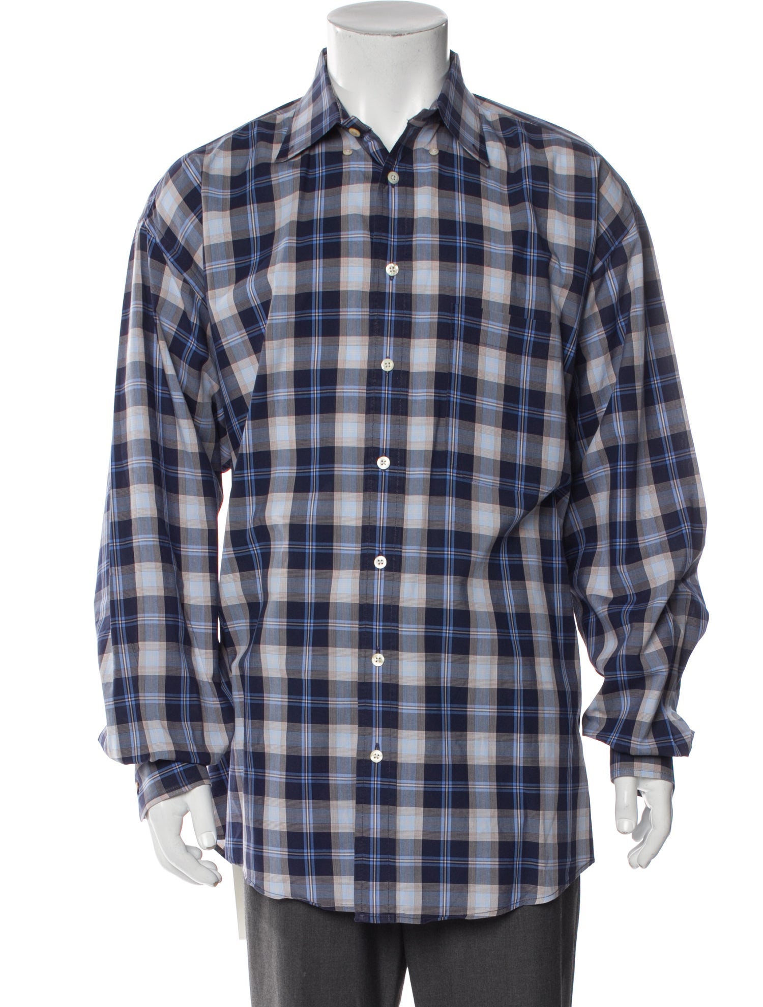 Burberry Plaid Print Long Sleeve Shirt