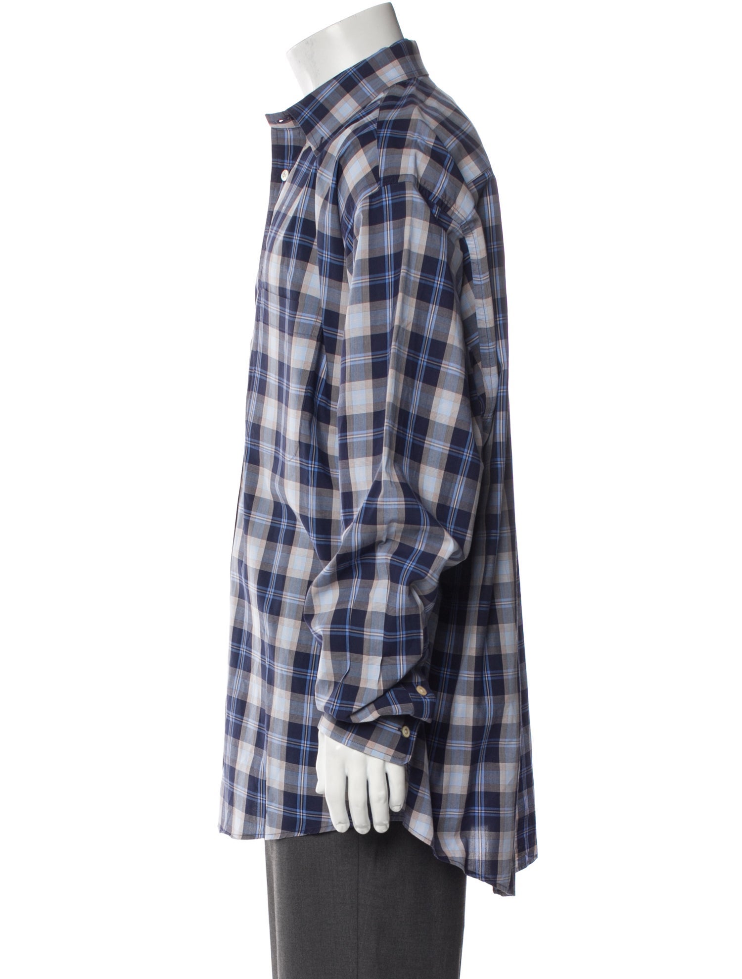 Burberry Plaid Print Long Sleeve Shirt