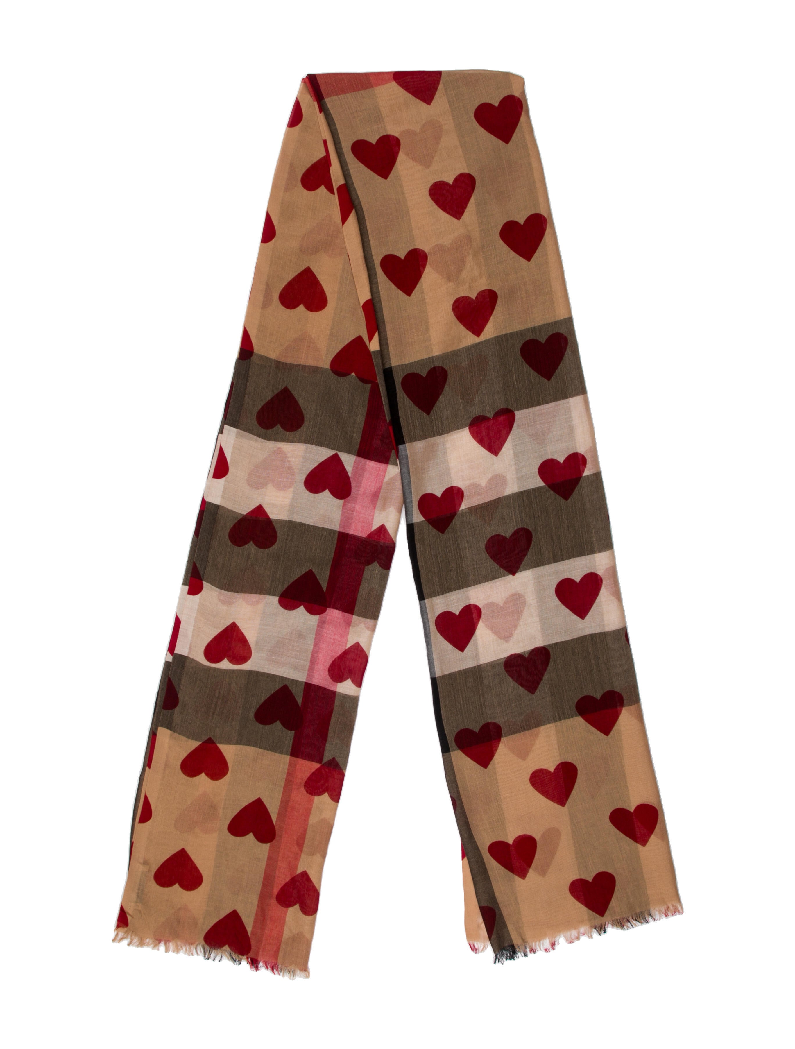 Burberry Heart Check Printed Scarf w/ Tags